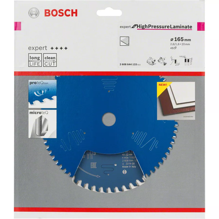 Lame Expert for High Pressure Laminate 165x20mm 48 dents Bosch